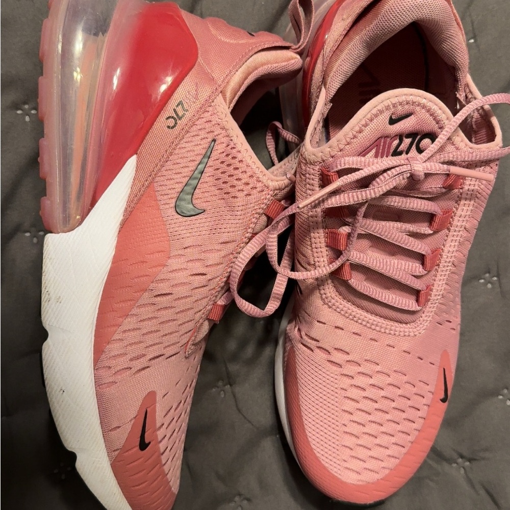 Nike Pink and White Athletic Shoes with Air Max Design